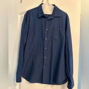 John Varvatos Long Sleeve Button Down Casual Shirt M Medium Solid Blue